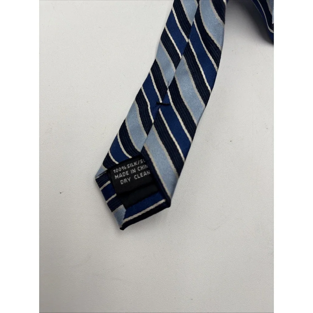 Stafford Silk Neck Tie Blue Gray Stripe Pattern Professional Career Office 56